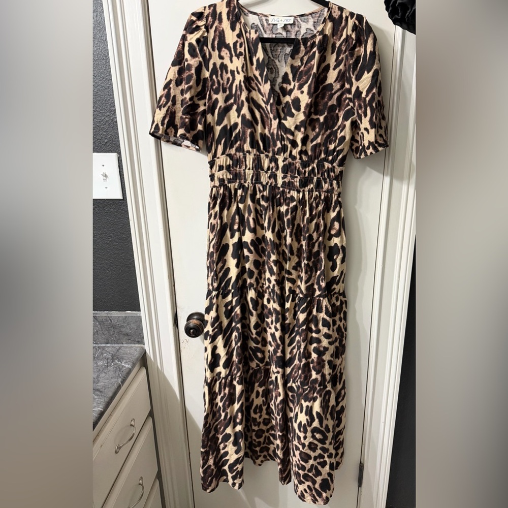 She + Sky Animal Print Midi Dress